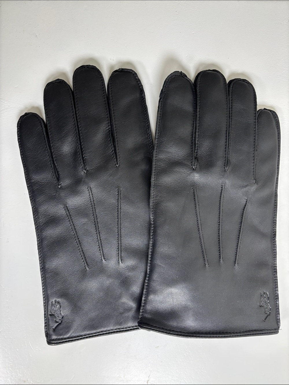 Polo Ralph Lauren Men's Sheepskin Black Leather Gloves Size L – NEW